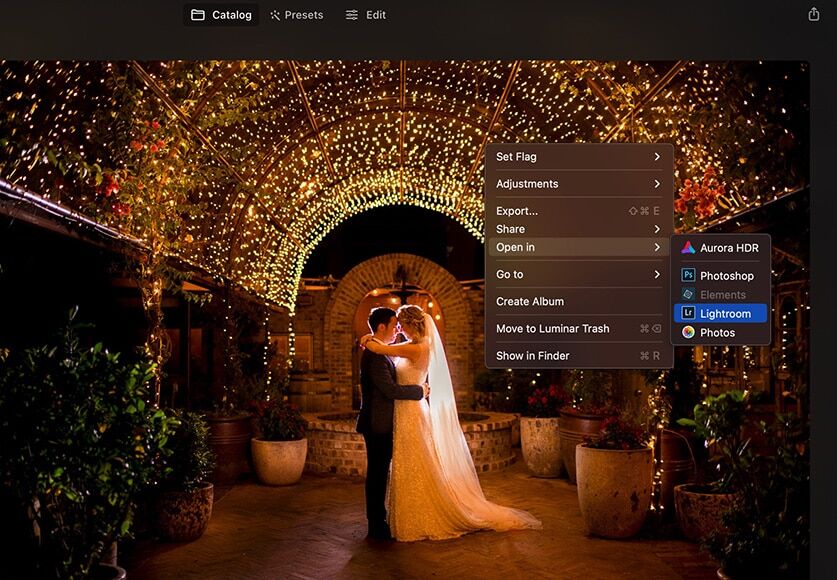 Right clicking in the software reveals various options
