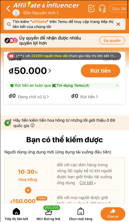 2 cách kiếm tiền từ Temu Affiliate Việt Nam
