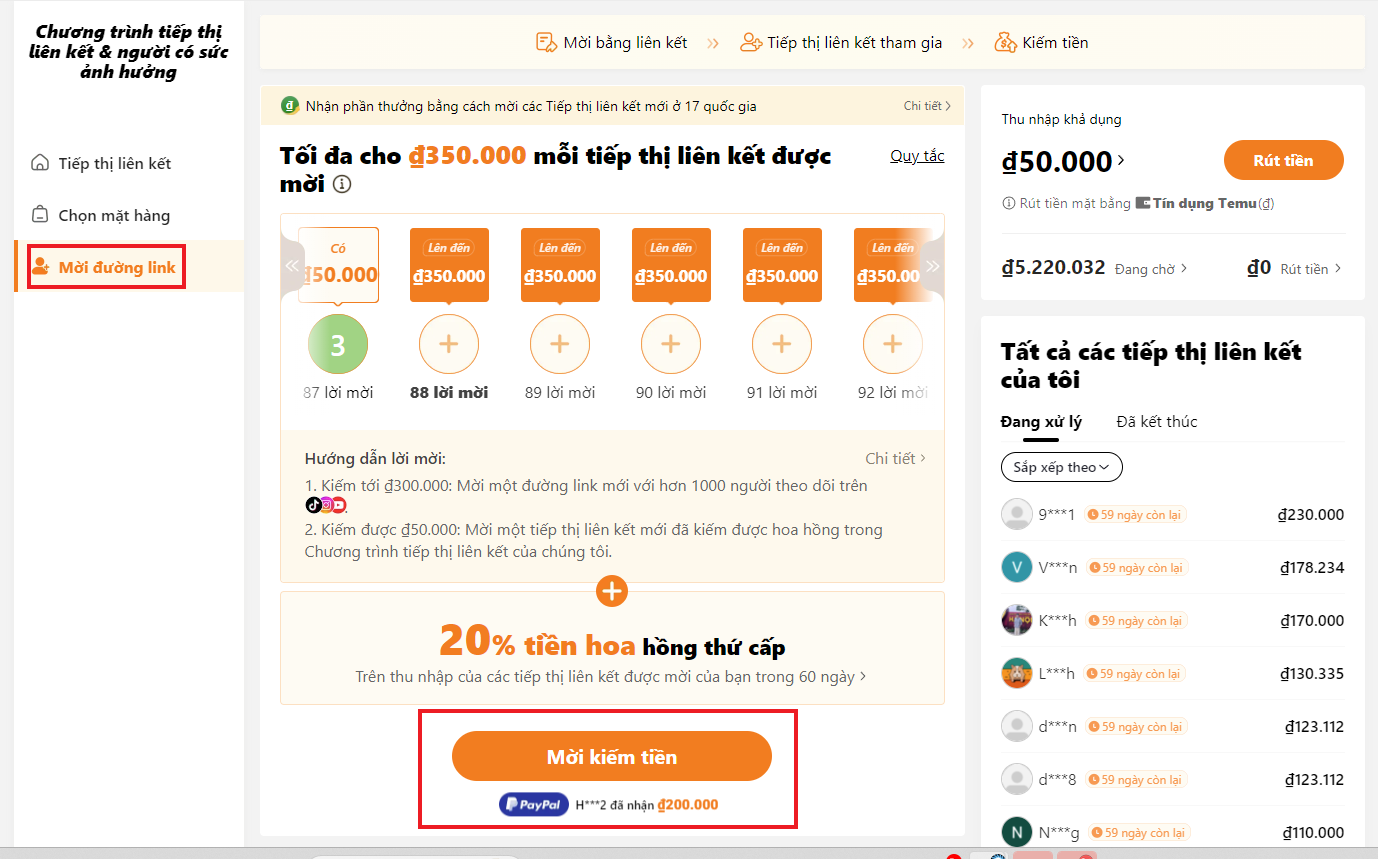 2 cách kiếm tiền từ Temu Affiliate Việt Nam